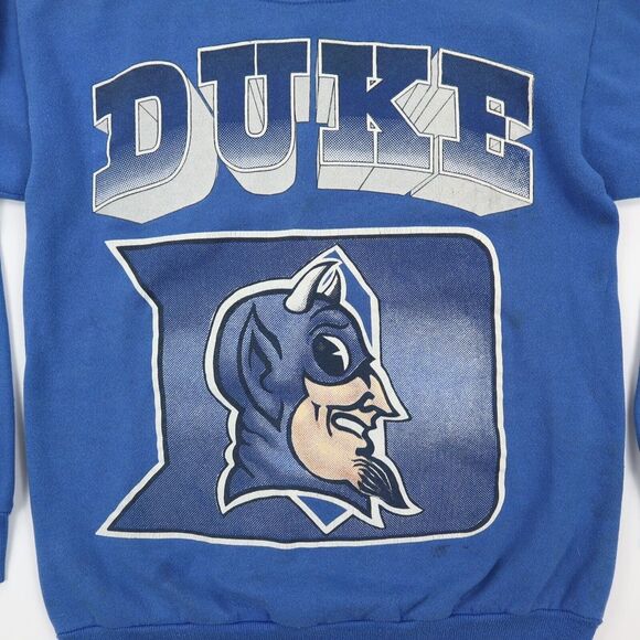 Vintage Duke Blue Devils College Crewneck Sweatshirt Big Print Mascot Logo sz S - Picture 2 of 7